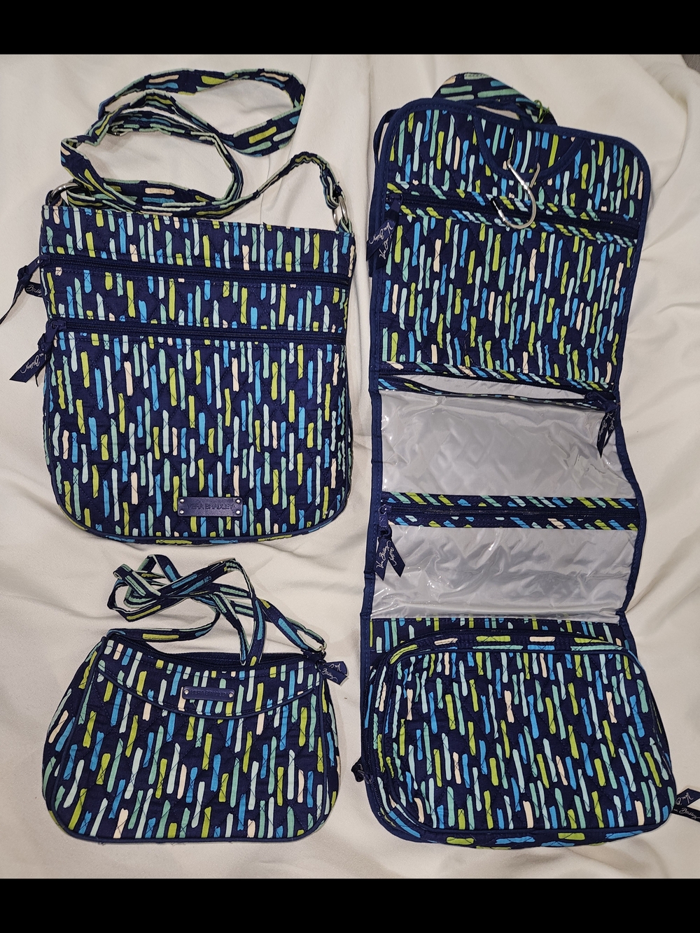 Vera Bradley Navy Multi-Stripe Crossbody Set
